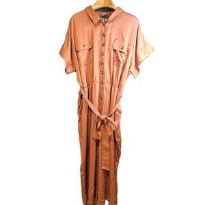 Eloquii Size 26 Cinnamon Utility Jumpsuit Wide Leg Belted One Piece NWT